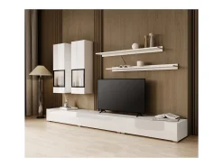 Conjunto de móveis para sala de estar, coleção RAMOS. Cor branca brilhante.