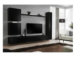 Conjunto de móveis para sala de estar SWITCH VIII, cor preto brilhante.