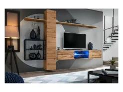 Conjunto de móveis para sala de estar estilo industrial SWITCH M5. Cor carvalho.