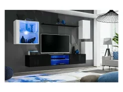 Conjunto de móveis para sala de estar SWITCH XXIII, design em cores branco e preto.