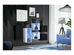 Conjunto de móveis para sala de estar SWITCH SBIV design. Cores preto e branco.