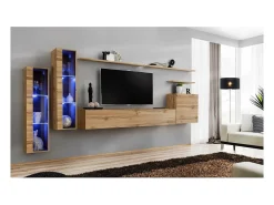 Conjunto de móveis para sala de estar SWITCH XI, design de parede, na cor carvalho Wotan.