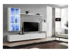 Conjunto de móveis para sala de estar mural SWITCH XII, cor branco brilhante.