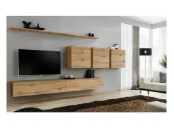 Conjunto de móveis para sala de estar SWITCH VII design, cor carvalho Wotan.