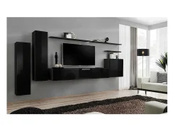 Conjunto de móveis para sala de estar coleção SWITCH I design, cor preto brilhante.