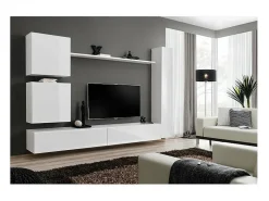 Conjunto de móveis para sala de estar SWITCH VIII, design moderno, na cor branca brilhante.