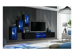 Conjunto de móveis para sala de estar SWITCH XXII design, na cor preto brilhante.