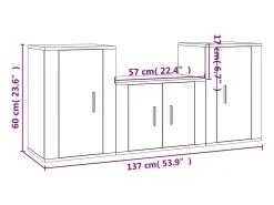 Conjunto de móveis Sonoma de madeira engenheirada com 3 peças (armário aparador TV sala de estar quarto sala de TV) - 02_0024634