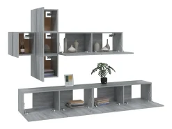 Conjunto de móveis Sonoma de madeira engenheirada com 7 peças (armário aparador suporte para TV sala de estar quarto sala de TV) - 02_0025217