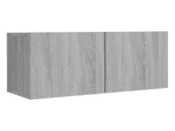 Conjunto de móveis Sonoma de 8 peças em madeira engenheirada (armário aparador suporte para TV sala de estar quarto sala de TV) na cor cinza (02_0025327)