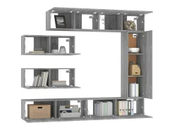 Conjunto de móveis Sonoma de madeira engenheirada com 7 peças (armário aparador suporte para TV sala de estar quarto sala de TV) - 02_0025218