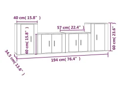 Conjunto de móveis Sonoma de madeira engenheirada com 4 peças (armário aparador suporte para TV sala de estar quarto sala de TV) - 02_0024849