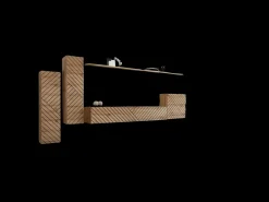 Conjunto de móveis suspensos para sua sala de estar coleção SWITCH I. Cor de carvalho. Acabamento frontal fresado.