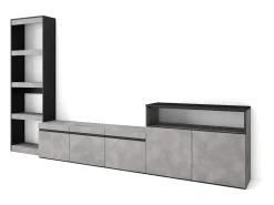 Conjunto de móveis TV, 310x35x186cm, Para televisores até 65", Estante para TV, Cimento