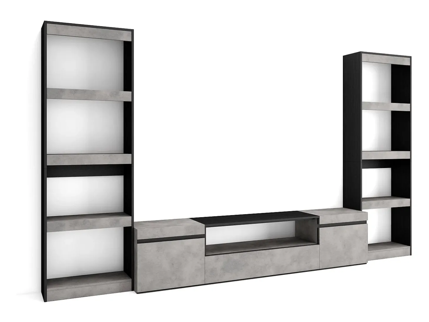 Conjunto de móveis TV, 320x35x186cm, Para televisores até 80", Estante para TV, Cimento