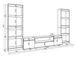 Conjunto de móveis TV, 320x35x186cm, Para televisores até 80