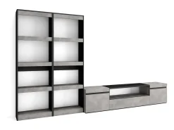 Conjunto de móveis TV, 320x35x186cm, Para televisores até 80", Estante para TV, Cimento