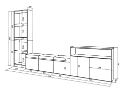 Conjunto de móveis TV, 310x35x186cm, Para televisores até 65