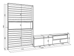 Conjunto de móveis TV, 310x35x186cm, Para televisores até 80
