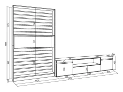 Conjunto de móveis TV, 310x35x186cm, Para televisores até 80