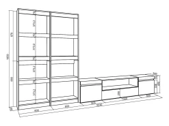 Conjunto de móveis TV, 320x35x186cm, Para televisores até 80