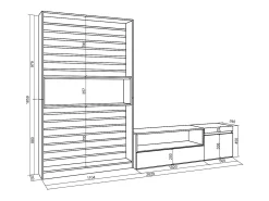 Conjunto de móveis TV, 260x35x186cm, Para televisores até 65