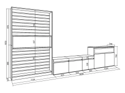 Conjunto de móveis TV, 360x35x186cm, Para televisores até 65
