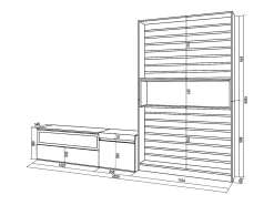 Conjunto de móveis TV, 260x35x186cm, Para televisores até 65