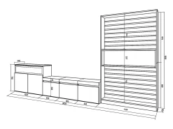 Conjunto de móveis TV, 360x35x186cm, Para televisores até 65