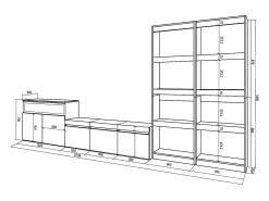 Conjunto de móveis TV, 370x35x186cm, Para televisores até 65