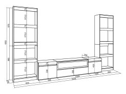 Conjunto de móveis TV, 320x35x186cm, Para televisores até 80