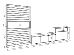 Conjunto de móveis TV, 360x35x186cm, Para televisores até 65