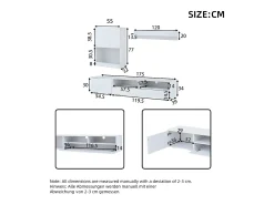 Conjunto de móvel para TV 3 peças - móvel para TV + móvel de parede + prateleira de parede - com iluminação LED e acabamento brilhante - branco