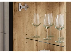 Conjunto de sala moderno – acabamento mate, 2 vitrinas e móvel de TV 180 cm carvalho Wotan
