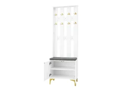 Conjunto de sapateira e bengaleiro - 4 portas, 2 gavetas, banco e ganchos - Branco e dourado