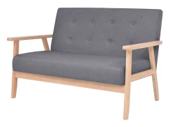 Conjunto de sofá de 2 lugares para sala de estar sala de visitas casa ambientes internos tecido cinza escuro 02_0019069