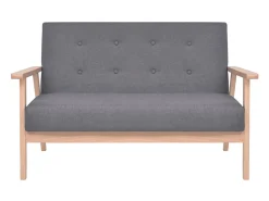 Conjunto de sofá de 2 lugares para sala de estar sala de visitas casa ambientes internos tecido cinza escuro 02_0019653