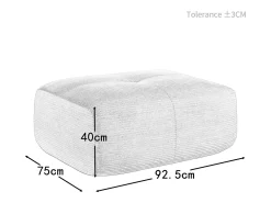Conjunto de Sofá Modular de Veludo Cannelado: Ottomã - 92.5x75x44cm - Verde
