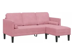 Conjunto de Sofás com almofada 2 pcs Rosa Poliéster