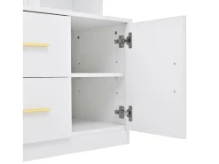 Conjunto de vestiário de entrada 90x40x180cm - com móvel para sapatos e espelho - 2 gavetas e 2 portas - com prateleiras - Branco