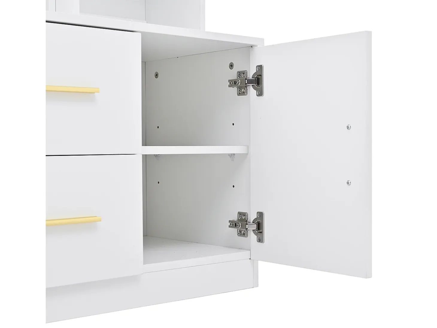 Conjunto de vestiário de entrada 90x40x180cm - com móvel para sapatos e espelho - 2 gavetas e 2 portas - com prateleiras - Branco