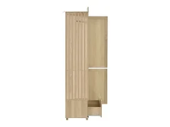 Conjunto de vestiário de entrada - 115,5x38,5x194,5 cm - con espelho e varal aberto - 1 gaveta e 2 portas - MDF - Cor carvalho