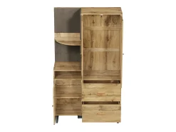 Conjunto de vestiário de entrada 110x38x186 cm - 3 portas e 2 gavetas - guarda-roupa com cabide - Painel acolchoado - Natural