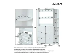 Conjunto de vestiário de entrada 120x24x200 cm - con móvel de sapatos - 8 ganchos - Branco