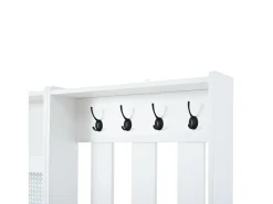 Conjunto de vestiário de entrada 110x35x175.5 cm - Móvel para sapatos e banco de sapatos - ganchos e painel perfurado - Branco