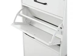 Conjunto de vestiário de entrada 110x35x175.5 cm - Móvel para sapatos e banco de sapatos - ganchos e painel perfurado - Branco