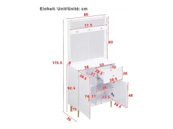 Conjunto de vestiário de entrada 80x35x175.5 cm - 2 portas e 1 gaveta - com 3 ganchos - Prateleiras ajustáveis - MDF - Branco