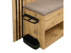 Conjunto de vestiário de entrada 115x37x185 cm - com espelho e ganchos - com assento acolchoado - Guarda-chuva - Natural