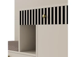 Conjunto de vestiário de entrada 110x37x185,5 cm - com espelho e ganchos - Móvel para sapatos e banco calçadeiro - Bege