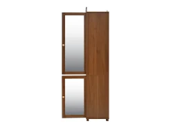 Conjunto de vestiário de entrada - 115,5x38,5x194,5 cm - con espelho e varal aberto - 1 gaveta e 2 portas - MDF - Cor nogueira